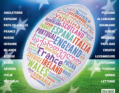 Affiche championnat d’Europe de rugby U18, Midi-Pyrénées (Création : AGORA VITA / Sylvain Girault - 2015)