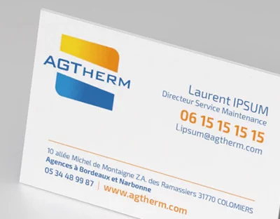 Cartes de visite AGTherm (Création : AGORA VITA / Sylvain Girault - 2018)